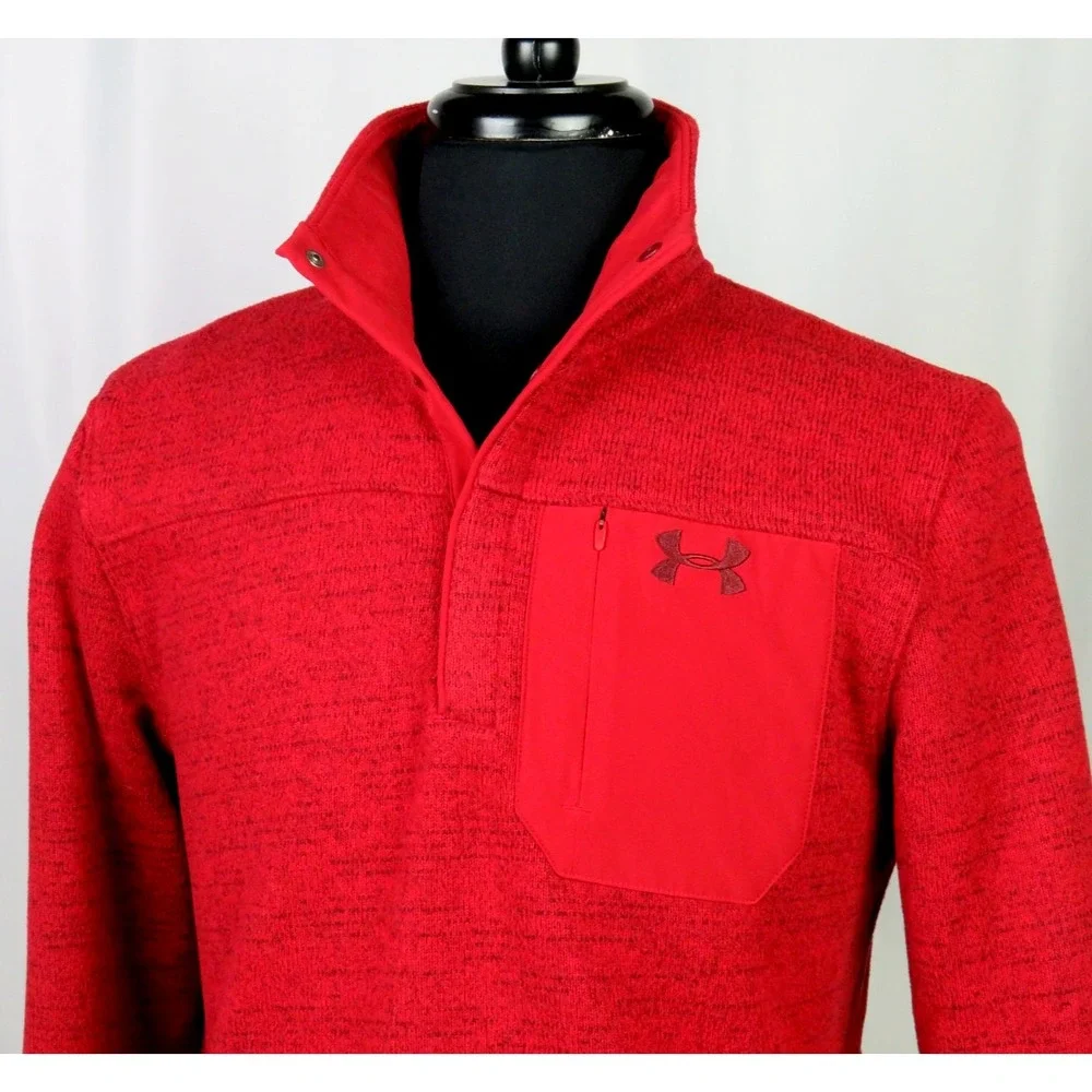Under‎ Armour Cold Gear Orange 1/4 Zip Pull Over Sweater Fleece Jacket Men's MED